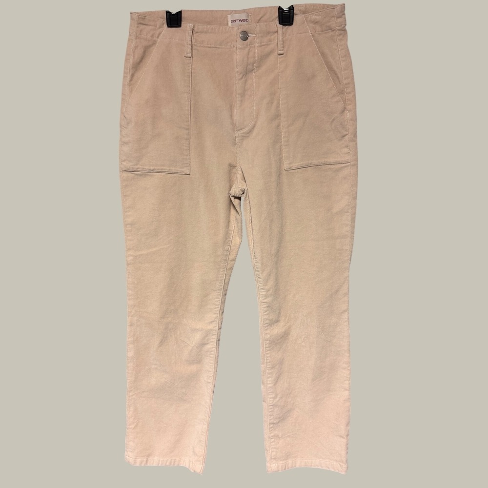 Driftwood Women's Beige Corduroy Straight Leg Utility Patch Pocket Pants Size 30